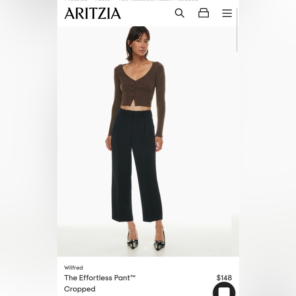 Aritzia Wilfred Effortless Cropped Trousers in Black